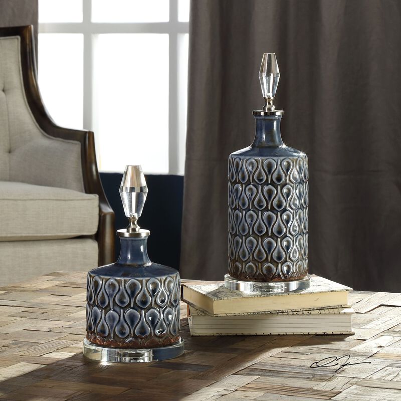 Uttermost Varuna Cobalt Blue Bottles S/2 image number 1